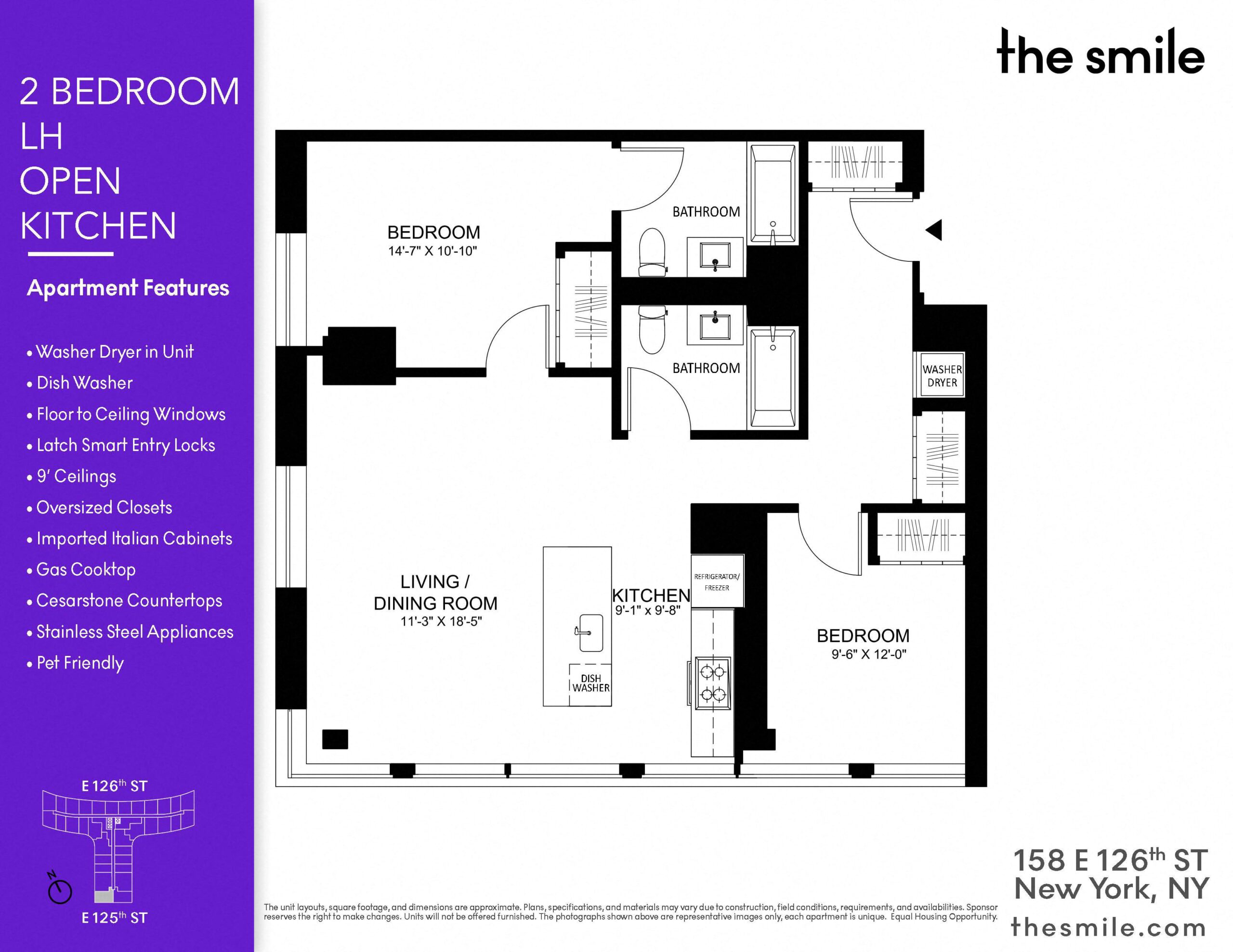 a floor plan of a house with a bedroom and an open kitchen